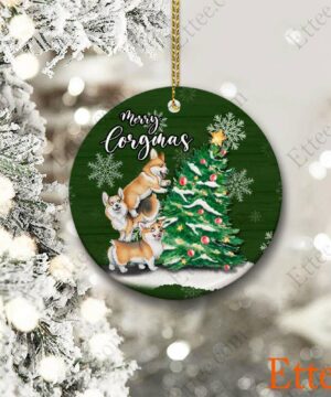 Corgi Dogs Ceramic Ornament, Christmas Tree - Ettee - Animal Ornament