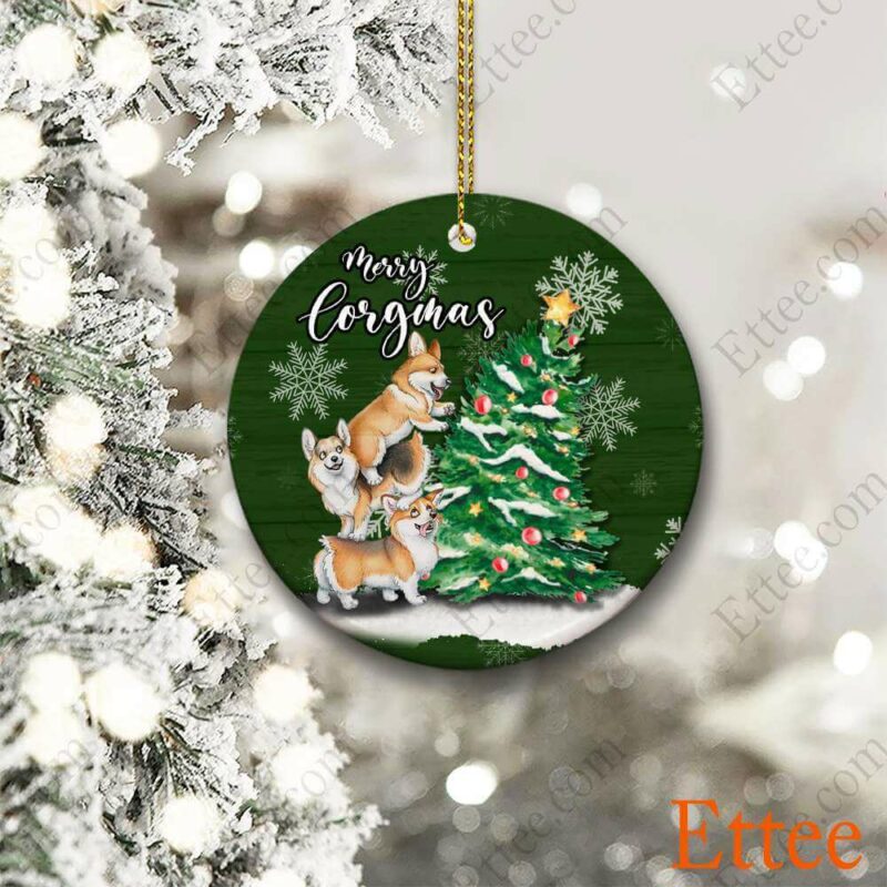 Corgi Dogs Ceramic Ornament, Christmas Tree - Ettee - Animal Ornament