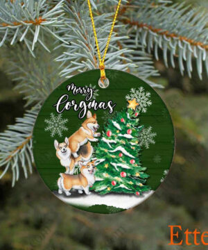 Corgi Dogs Ceramic Ornament, Christmas Tree - Ettee - Animal Ornament