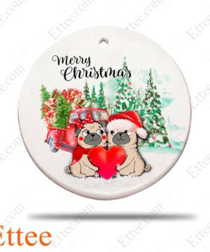 Pug Love Ornament, Couple Dog Christmas Gift 2022 - Ettee - Christmas decoration