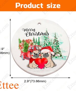 Pug Love Ornament, Couple Dog Christmas Gift 2022 - Ettee - Christmas decoration