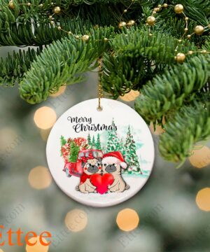 Pug Love Ornament, Couple Dog Christmas Gift 2022 - Ettee - Christmas decoration