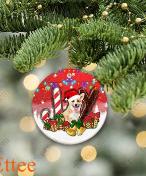 Corgi Dog Ceramic Ornament, JOY Christmas Gift for Dog Lover - Ettee - Ceramic ornament