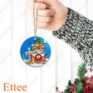 Hippie Pug Christmas Ornament, Merry Pugmas 2022 - Ettee - Christmas decoration