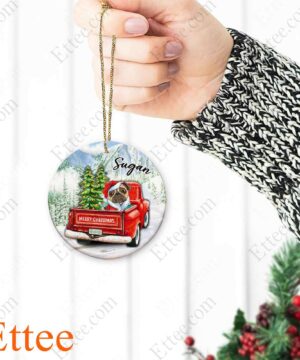 Pug Dog Ceramic Ornament, Red Truck Christmas Gift 2022 - Ettee - 2022