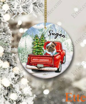 Pug Dog Ceramic Ornament, Red Truck Christmas Gift 2022 - Ettee - 2022