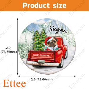 Pug Dog Ceramic Ornament, Red Truck Christmas Gift 2022 - Ettee - 2022