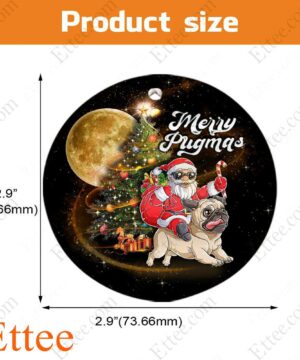 Pug Santa Riding Ceramic Ornament, Merry Pugmas - Ettee - Ceramic