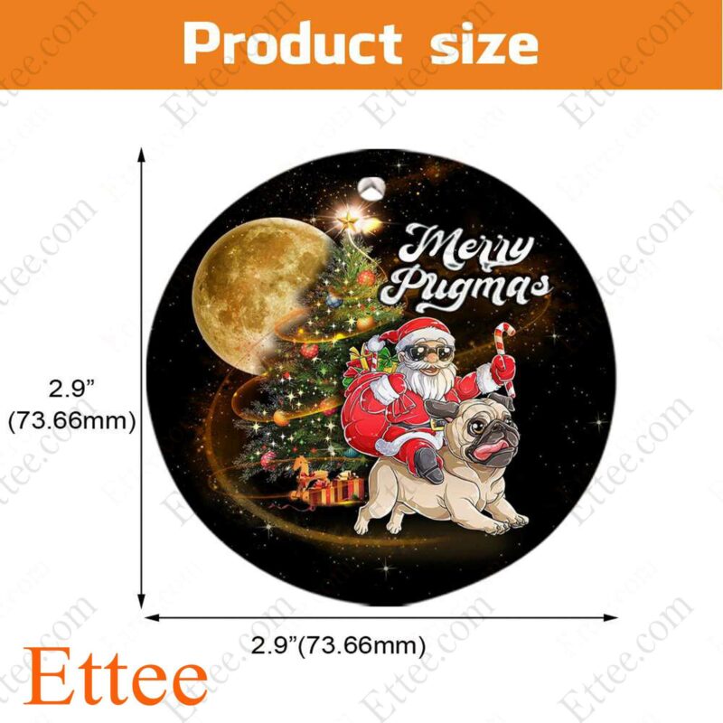 Pug Santa Riding Ceramic Ornament, Merry Pugmas - Ettee - Ceramic