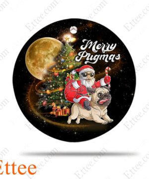 Pug Santa Riding Ceramic Ornament, Merry Pugmas - Ettee - Ceramic