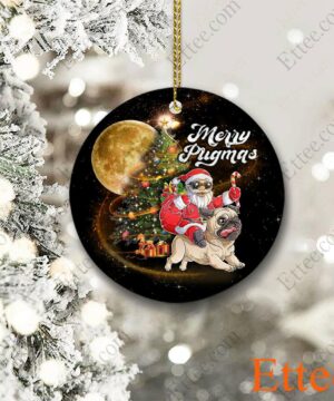 Pug Santa Riding Ceramic Ornament, Merry Pugmas - Ettee - Ceramic