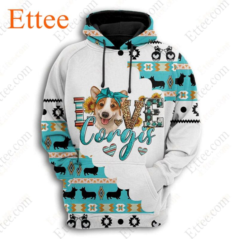 I Love Corgi 3D Hoodie, Unisex Fashion Gift for Dog Lover - Ettee - 3D Hoodie