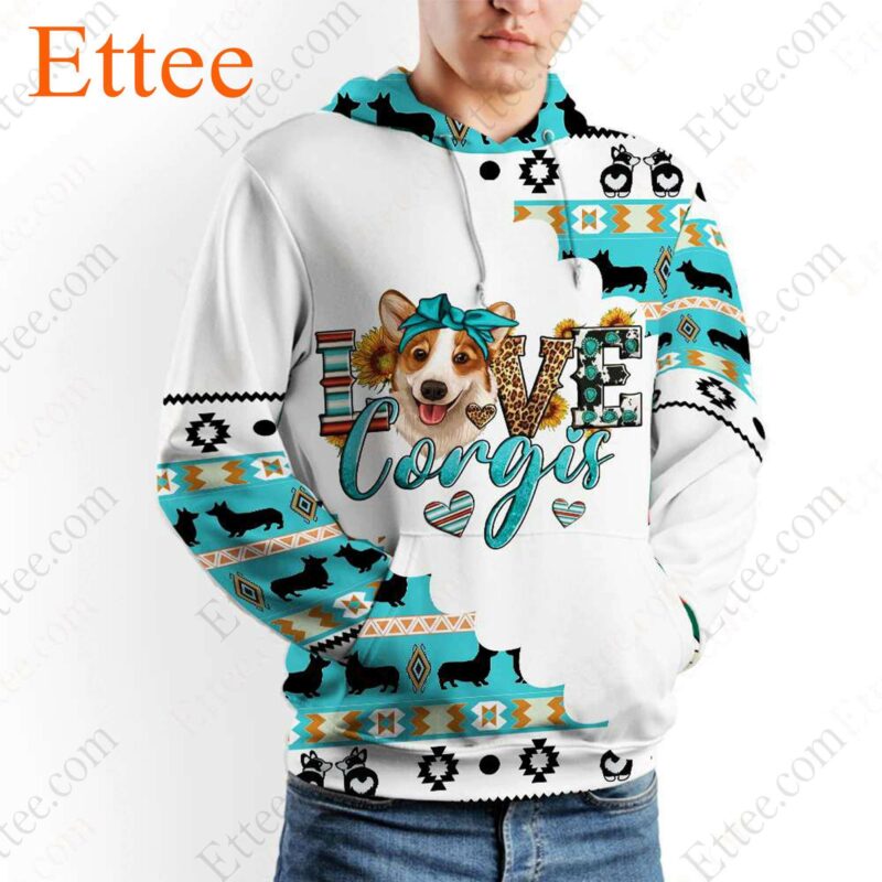 I Love Corgi 3D Hoodie, Unisex Fashion Gift for Dog Lover - Ettee - 3D Hoodie