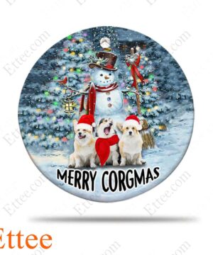 Snowman Corgi Dog Ceramic Ornament, Christmas Gift for Dog Lover - Ettee - Ceramic ornament