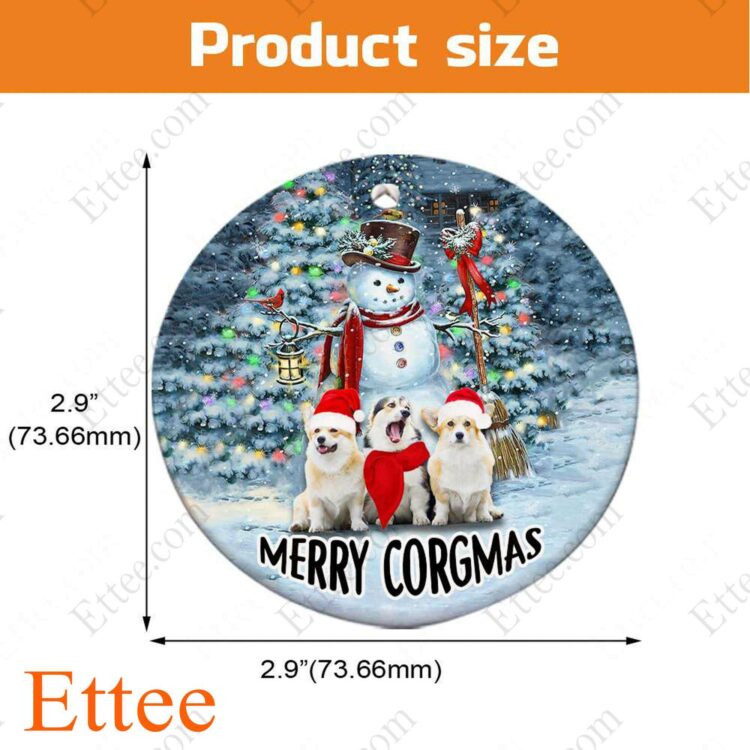 Snowman Corgi Dog Ceramic Ornament, Christmas Gift for Dog Lover - Ettee - Ceramic ornament