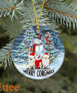 Snowman Corgi Dog Ceramic Ornament, Christmas Gift for Dog Lover - Ettee - Ceramic ornament