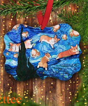 Corgi Starry Night Dog Ceramic Ornament, Gift for Dog Lover - Ettee - Ceramic ornament