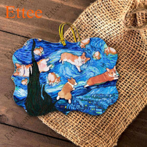 Corgi Starry Night Dog Ceramic Ornament, Gift for Dog Lover - Ettee - Ceramic ornament