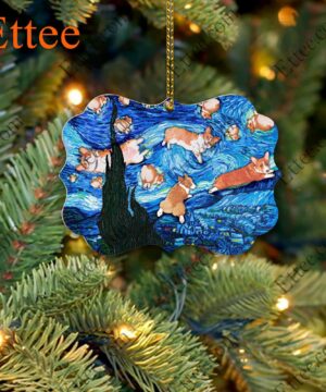 Corgi Starry Night Dog Ceramic Ornament, Gift for Dog Lover - Ettee - Ceramic ornament