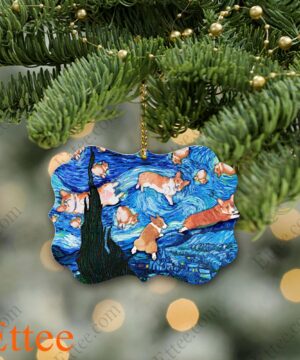 Corgi Starry Night Dog Ceramic Ornament, Gift for Dog Lover - Ettee - Ceramic ornament