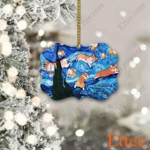 Corgi Starry Night Dog Ceramic Ornament, Gift for Dog Lover - Ettee - Ceramic ornament