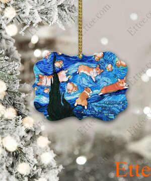 Corgi Starry Night Dog Ceramic Ornament, Gift for Dog Lover - Ettee - Ceramic ornament