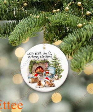 Corgi Dog Ceramic Ornament, We Wish You a Merry Christmas - Ettee - Ceramic ornament