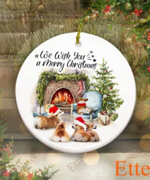 Corgi Dog Ceramic Ornament, We Wish You a Merry Christmas - Ettee - Ceramic ornament