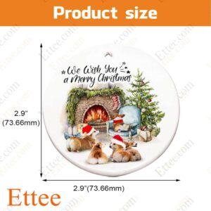 Corgi Dog Ceramic Ornament, We Wish You a Merry Christmas - Ettee - Ceramic ornament