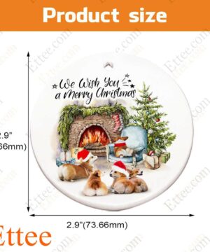 Corgi Dog Ceramic Ornament, We Wish You a Merry Christmas - Ettee - Ceramic ornament