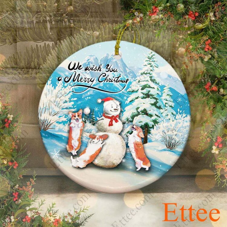 Corgi Dog Snowman Christmas Ornament - Ettee - christmas