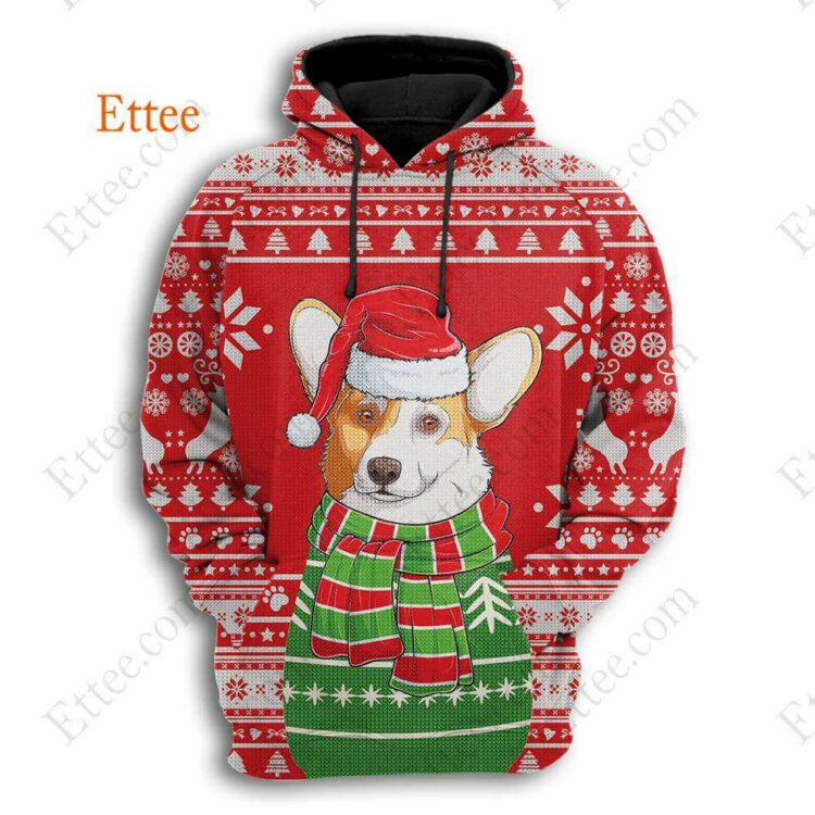 Corgi Dog 3D Unisex Hoodie Christmas Gift for Dog Lovers - Ettee - 3D