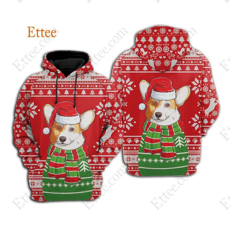 Corgi Dog 3D Unisex Hoodie Christmas Gift for Dog Lovers - Ettee - 3D