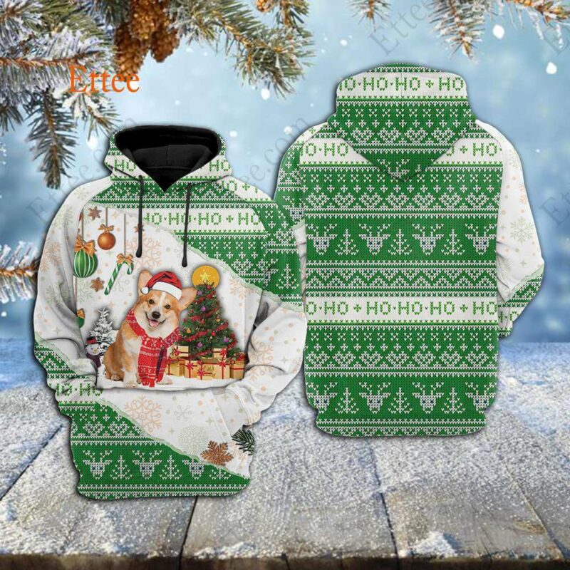 Corgi Dog Christmas 3D Hoodie, Gift for Dog Lover - Ettee - 3D Hoodie