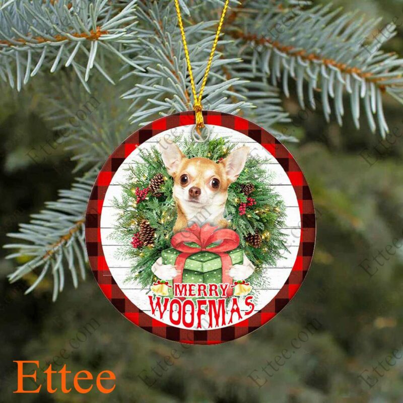 Chihuahua Merry Woofmas Ceramic Ornament, Pet Gift 2022 - Ettee - Ceramic ornament