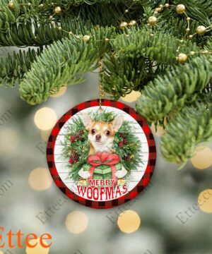 Chihuahua Merry Woofmas Ceramic Ornament, Pet Gift 2022 - Ettee - Ceramic ornament