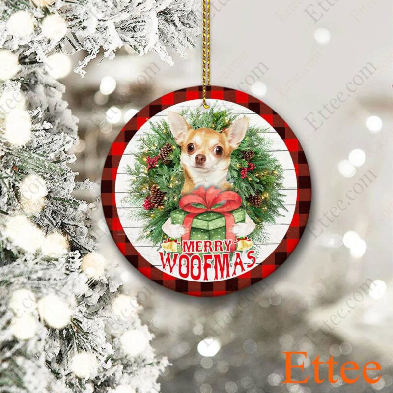 Chihuahua Merry Woofmas Ceramic Ornament, Pet Gift 2022 - Ettee - Ceramic ornament