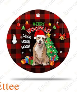 Pitbull Ceramic Ornament, Christmas Gift 2022, Merry Woofmas - Ettee - Ceramic ornament