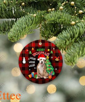 Pitbull Ceramic Ornament, Christmas Gift 2022, Merry Woofmas - Ettee - Ceramic ornament