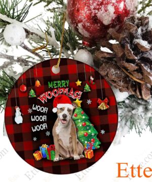 Pitbull Ceramic Ornament, Christmas Gift 2022, Merry Woofmas - Ettee - Ceramic ornament