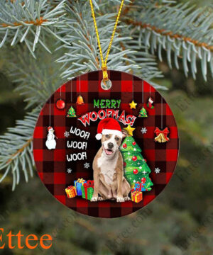 Pitbull Ceramic Ornament, Christmas Gift 2022, Merry Woofmas - Ettee - Ceramic ornament