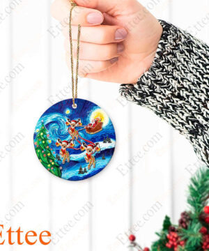 Chihuahua Sleigh Starry Night Ceramic Ornament, Unique Gift 2022 - Ettee - Ceramic ornament