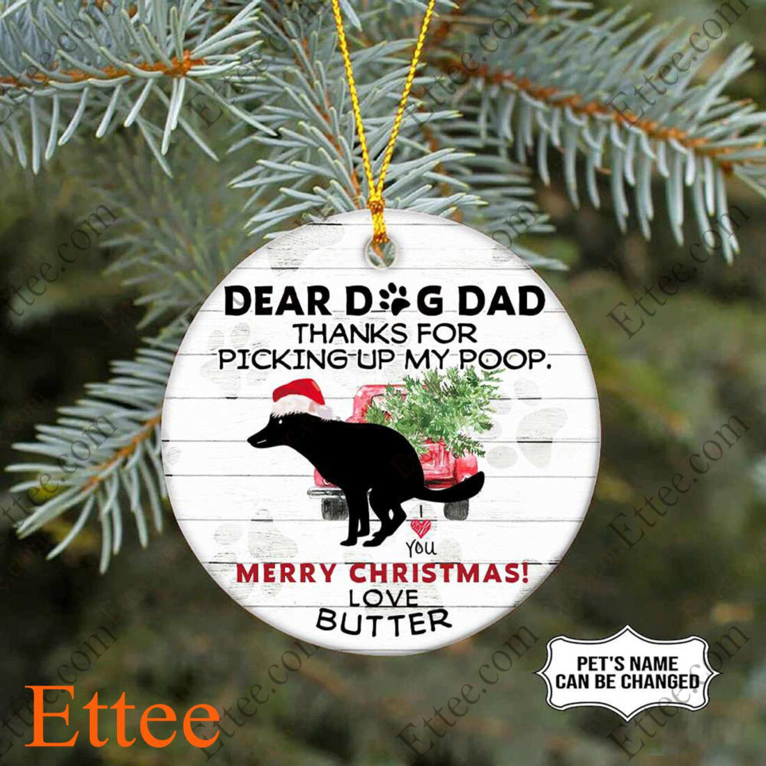 Dog Pooping Ceramic Ornament Dear Dog Dad, Perfect Gag Gift 2022