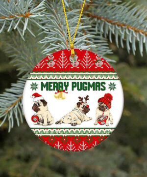 Merry Pugmas Ceramic Ornament, Gift For Pug Lovers 2022 - Ettee - Ceramic ornament