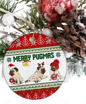 Merry Pugmas Ceramic Ornament, Gift For Pug Lovers 2022 - Ettee - Ceramic ornament