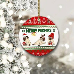 Merry Pugmas Ceramic Ornament, Gift For Pug Lovers 2022 - Ettee - Ceramic ornament