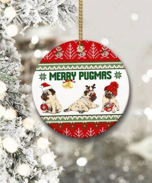 Merry Pugmas Ceramic Ornament, Gift For Pug Lovers 2022 - Ettee - Ceramic ornament