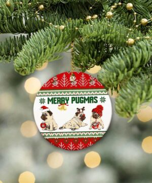 Merry Pugmas Ceramic Ornament, Gift For Pug Lovers 2022 - Ettee - Ceramic ornament