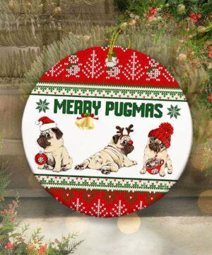 Merry Pugmas Ceramic Ornament, Gift For Pug Lovers 2022 - Ettee - Ceramic ornament