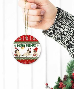 Merry Pugmas Ceramic Ornament, Gift For Pug Lovers 2022 - Ettee - Ceramic ornament